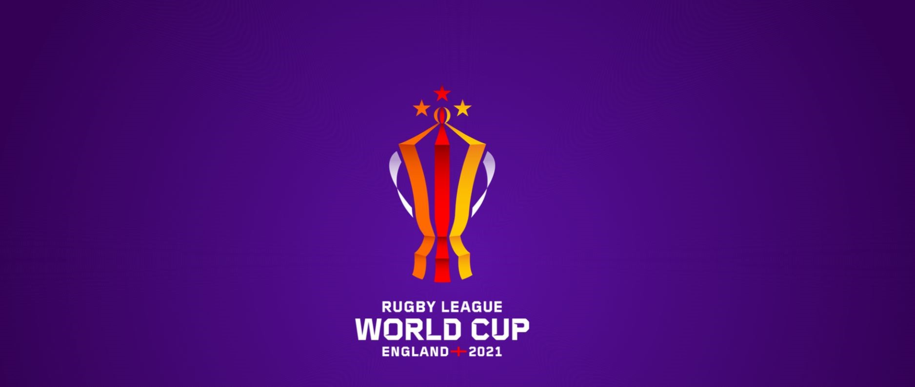 Rugby League World Cup trophy on purple background