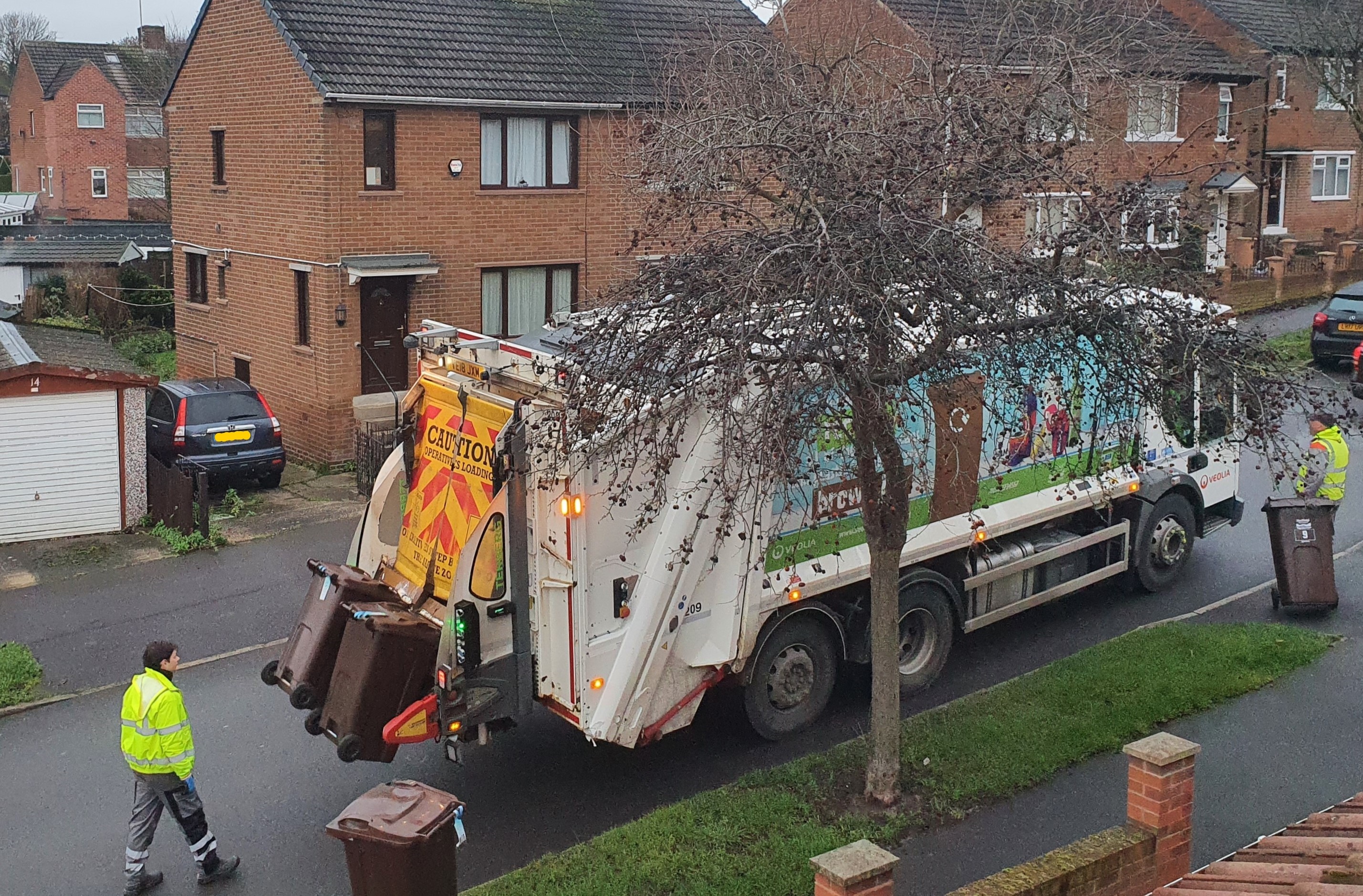 Bin being emptied in to a bin lorry