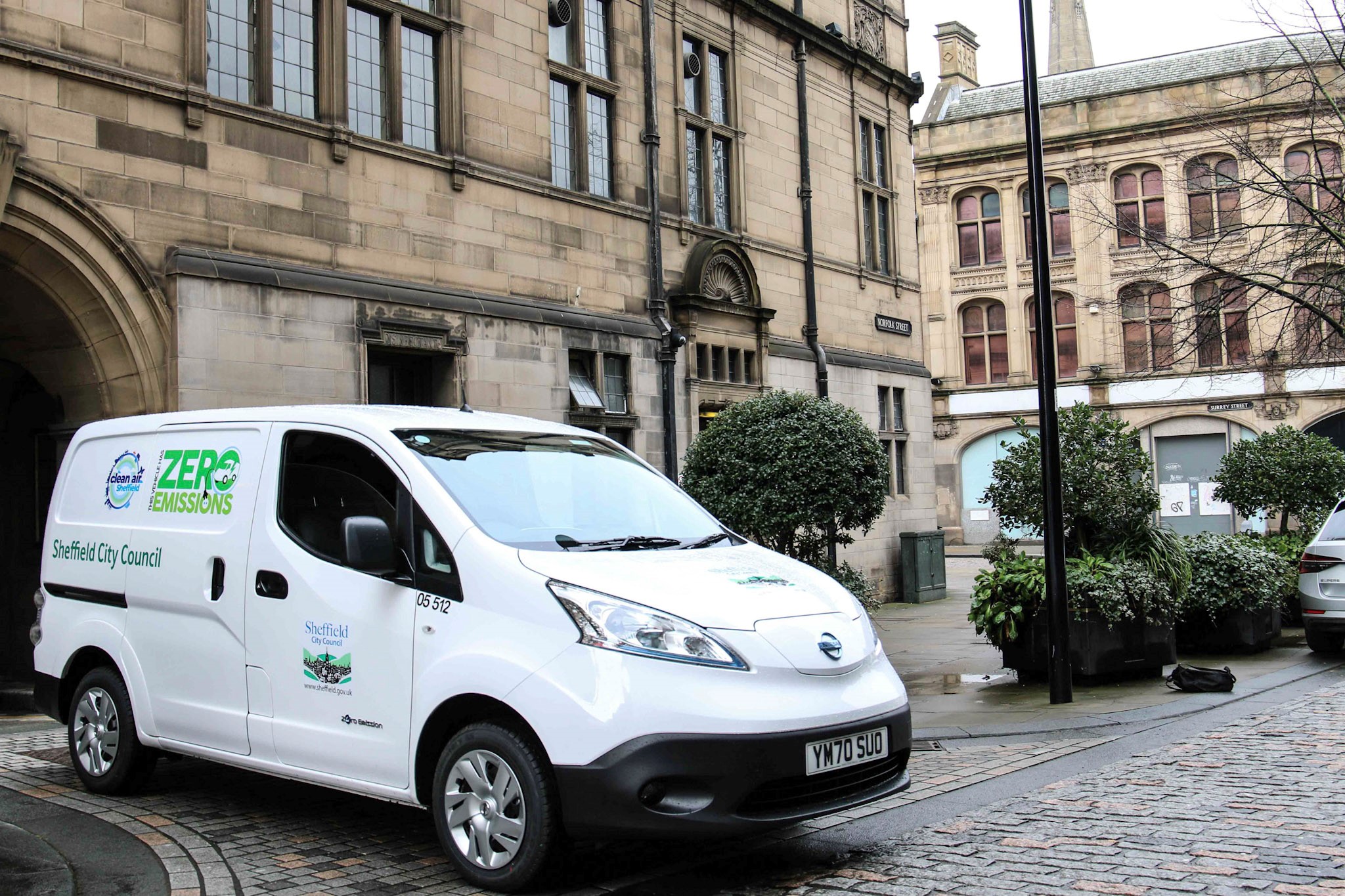 Van parked in front of Sheffield Town Hall