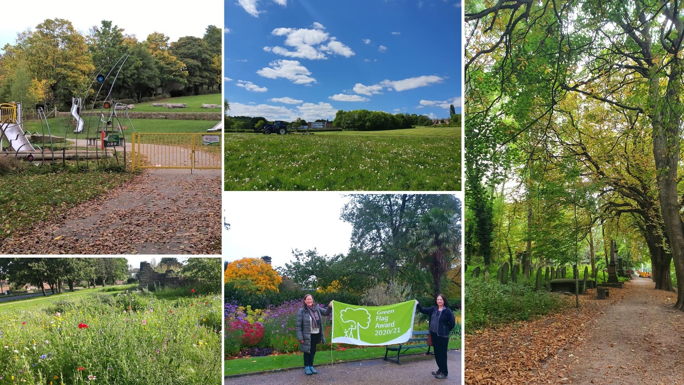 Collage of green spaces in Sheffield