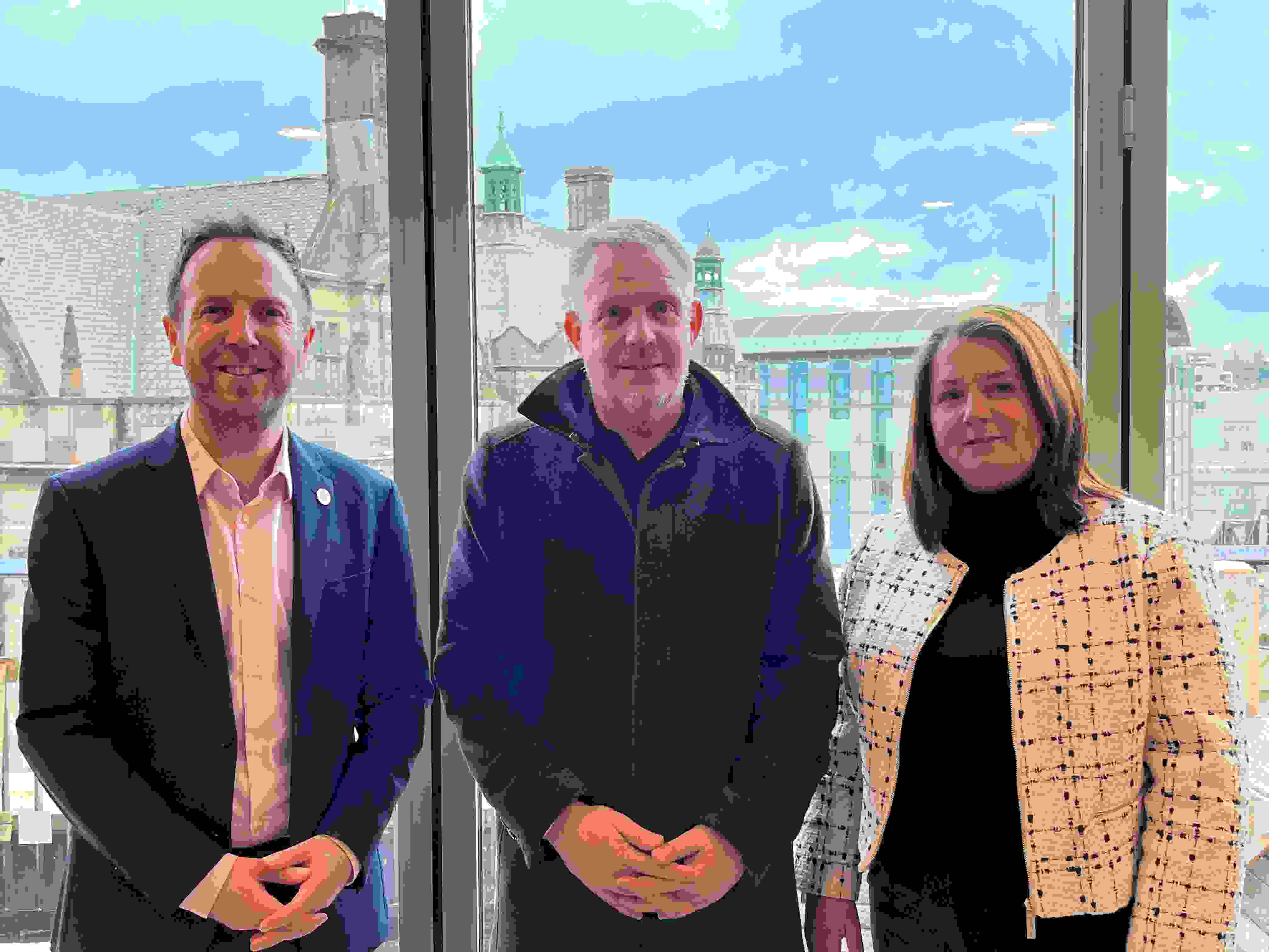 (From left to right) Cllr Ben Miskell, Chair of the Transport, Regeneration and Climate Committee, Andrew Davison, Project Director at Queensberry, and Valerie Donaldson, General Manager of Radisson Blu Sheffield.