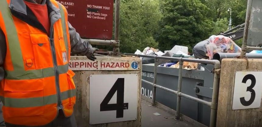 Waste containers at recycling centre