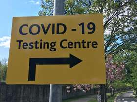 Covid-19 testing centre sign