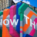 Now Then Then Now artwork on the side of building in Sheffield