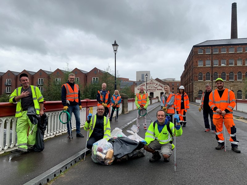 Litter pickers in Kelham Island