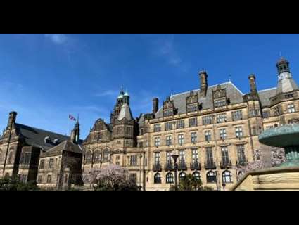 Sheffield town hall with a blue sky overhead