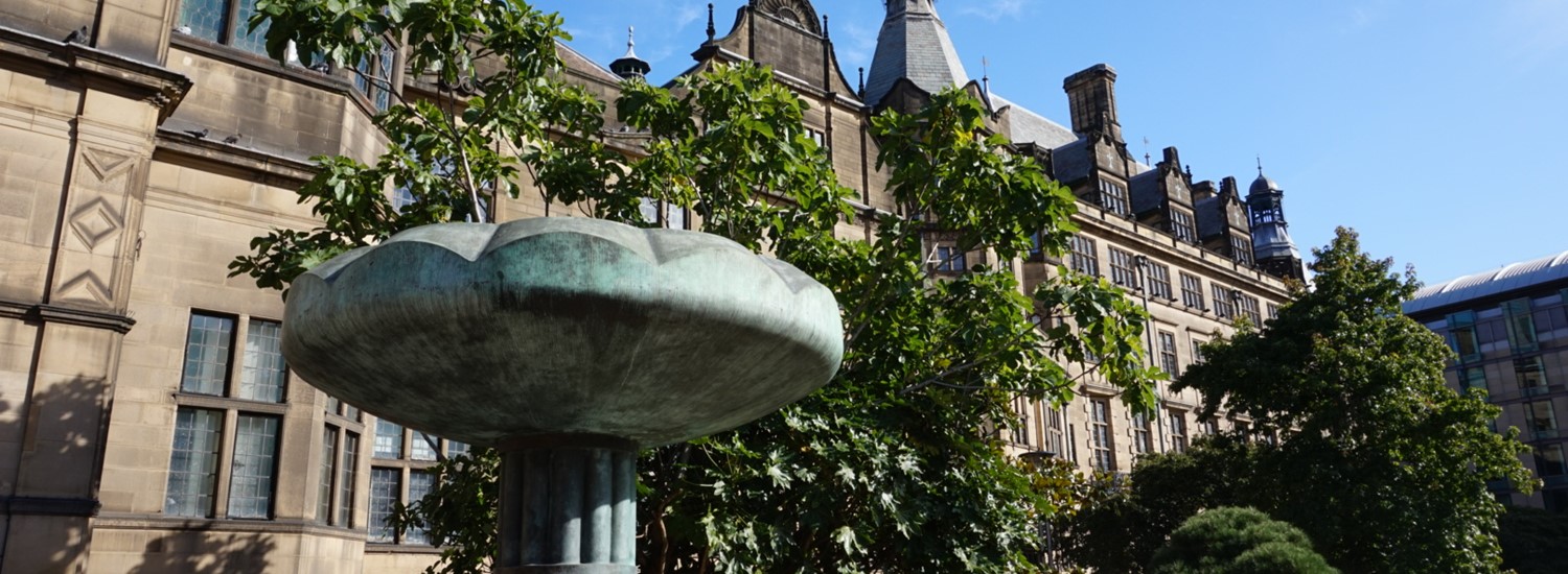 Sheffield Town Hall and Peace Gardens fountain