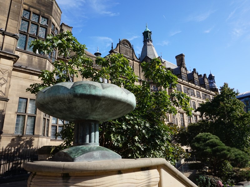 Sheffield Town Hall and Peace Gardens fountain