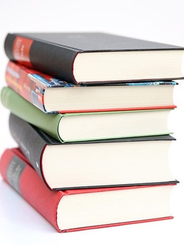 5 books piled high