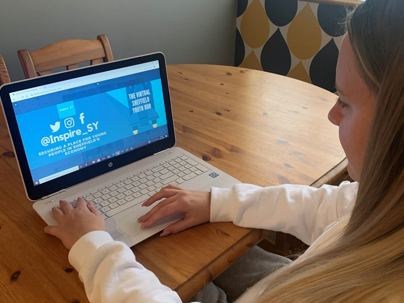 Teenager using computer