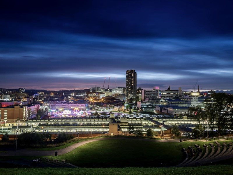 Sheffield skyline at night