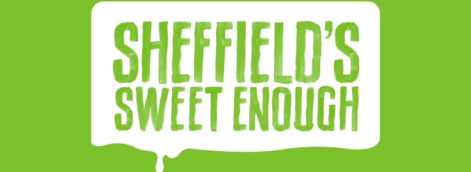 green background with Sheffield's Sweet Enough text on top