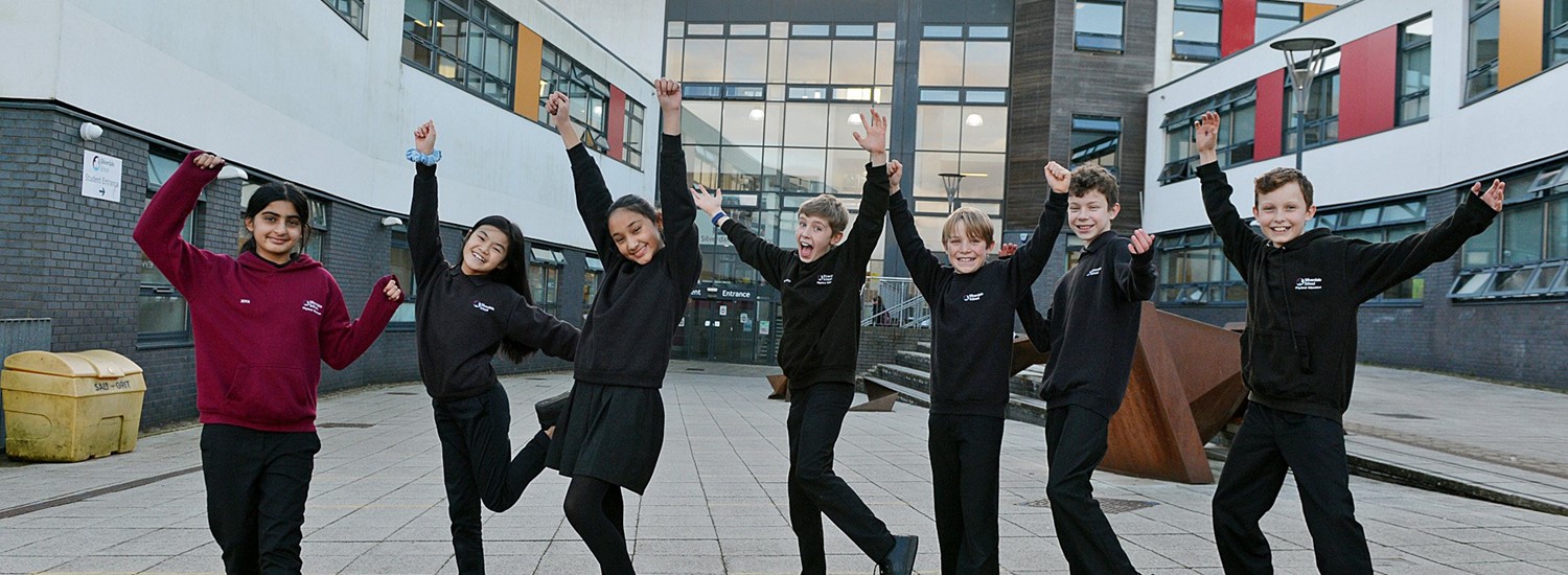 Pupils celebrating at Silverdale School