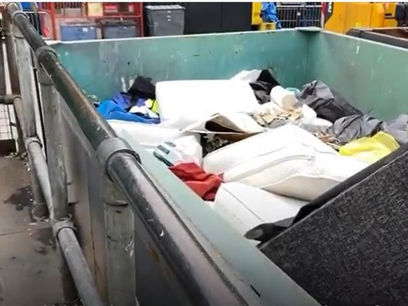 Household waste recycling centre bin in Sheffield