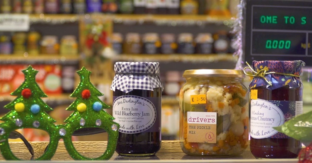 Festive glasses and jars of food at the Moor Market