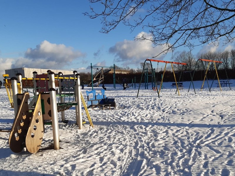 Stannington playground in the snow