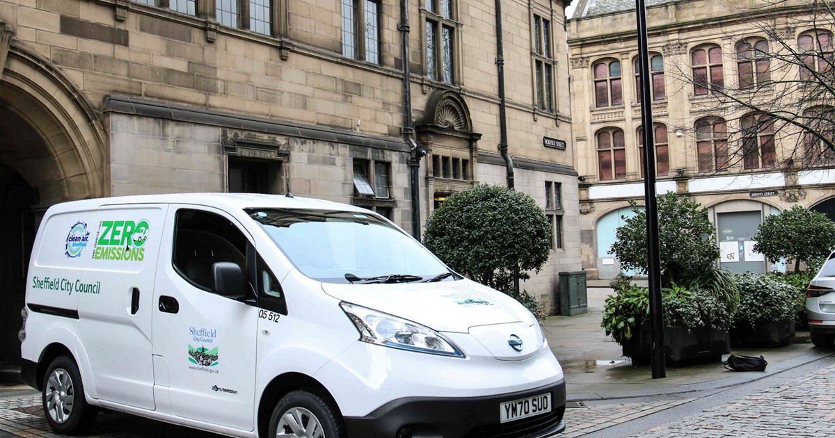 Van parked in front of Sheffield Town Hall