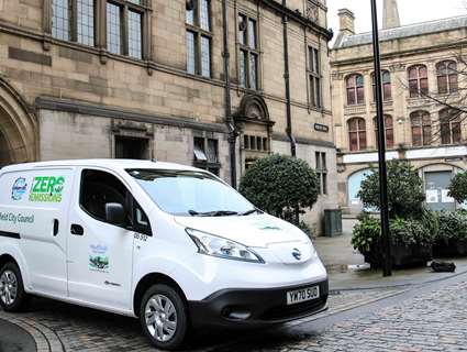 Van parked in front of Sheffield Town Hall