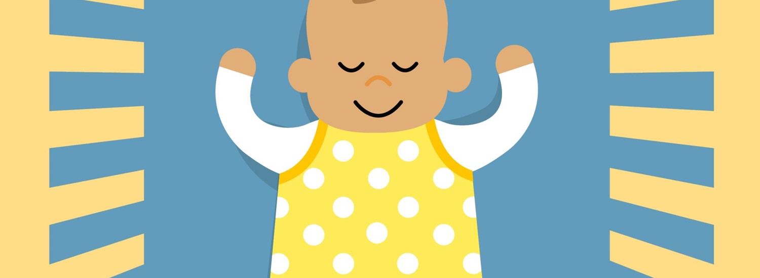 Illustration of baby asleep in a cot