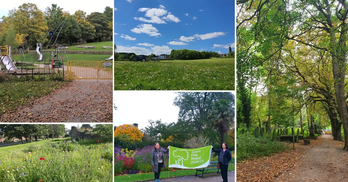 Collage of green spaces in Sheffield