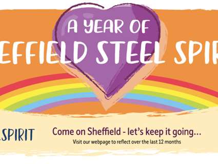 A year of Sheffield Steel Spirit with purple heart and orange background