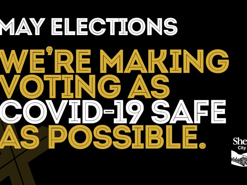 Text '6 May elections - we're making voting as covid-19 safe as possible'