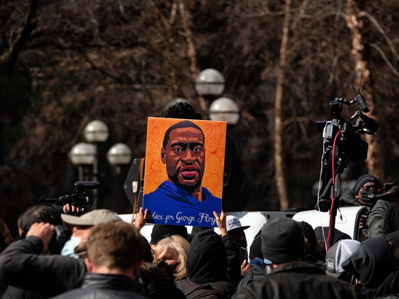 George Floyd picture held up in crowd