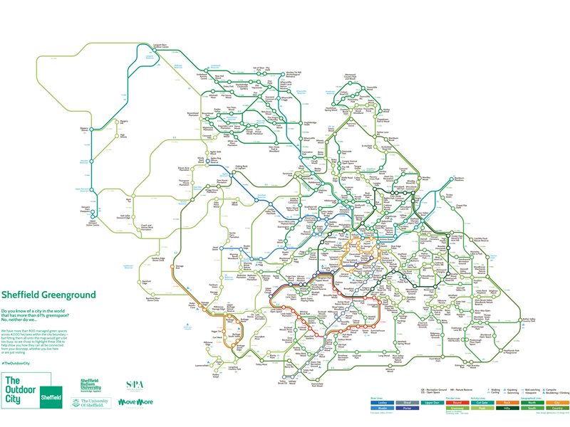 Greenground map of Sheffield