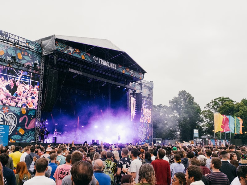 Tramlines Fetsival main stage with crowds of people in front