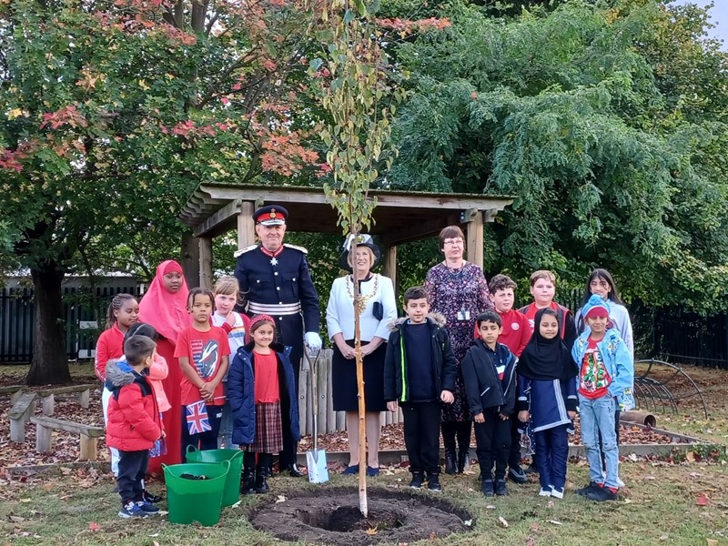 School children at tree planting