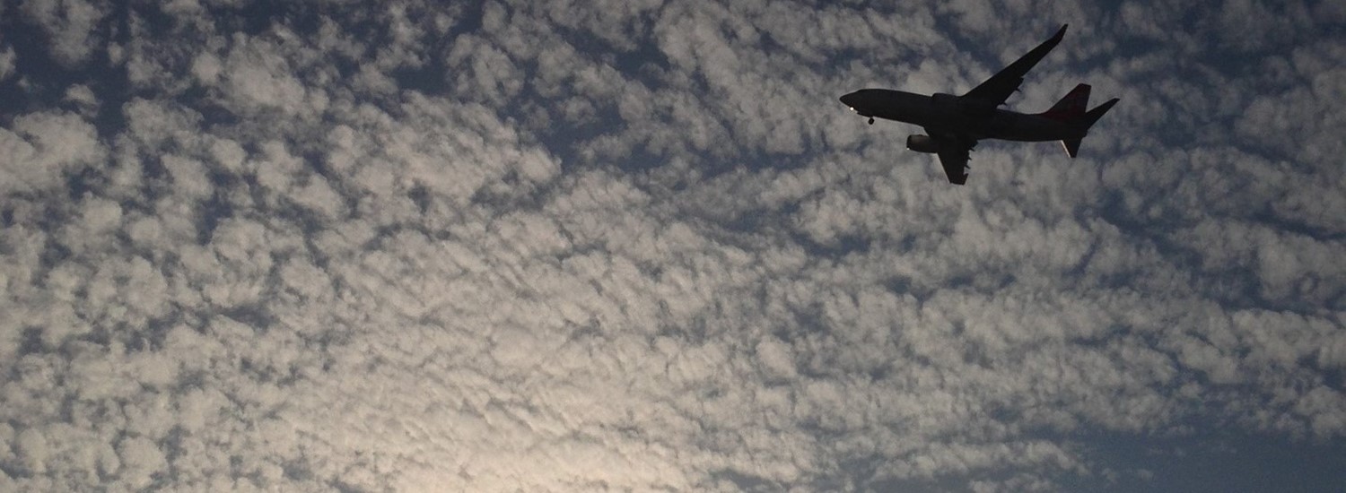 Aeroplane flying through clouds
