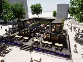 Artistic impression of the shipping container park on Fargate