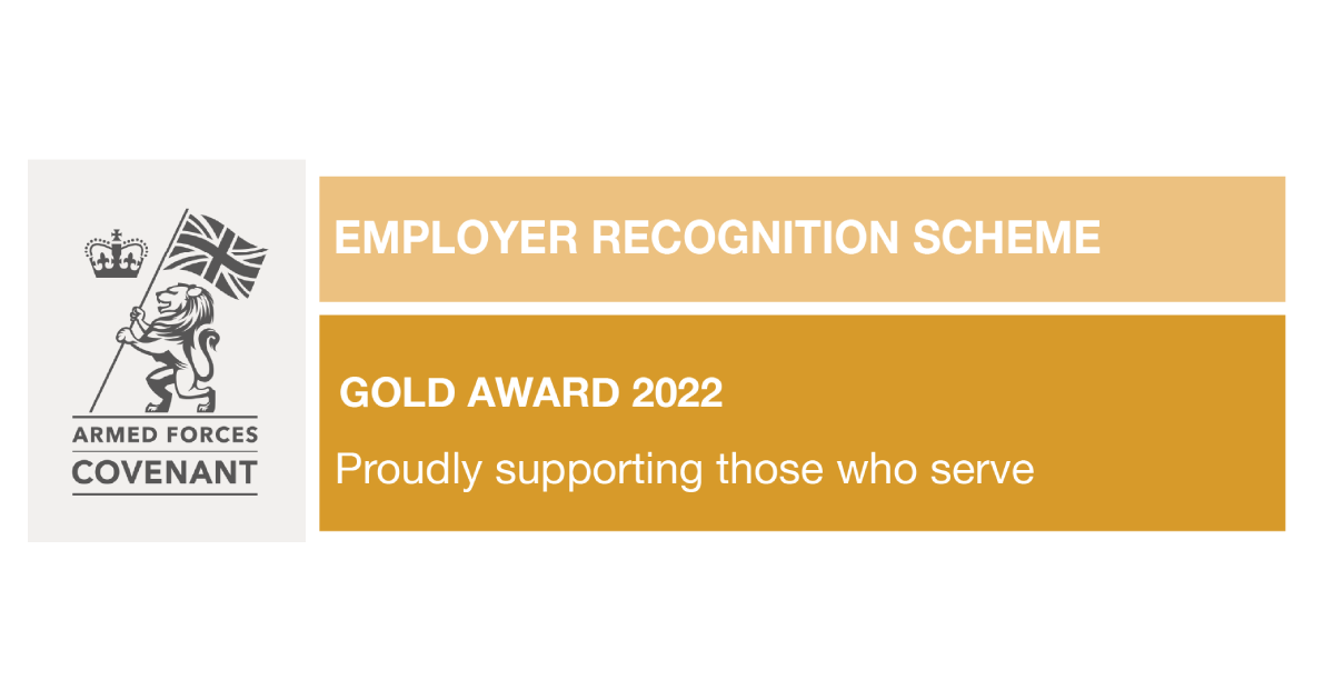 Armed Forces Covenant Employer Recognition Scheme Gold Award 2022