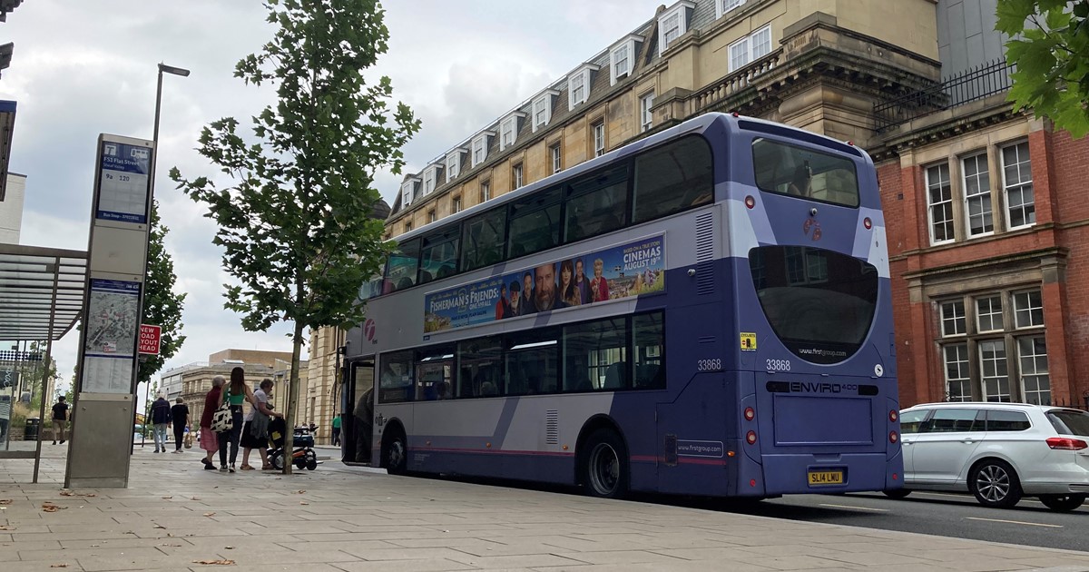 First bus picks up passengers in Sheffield