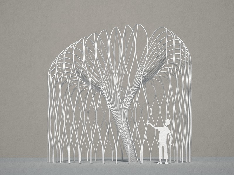 Sketch of stainless steel Covid Memorial willow tree sculpture