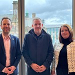 Opening date set for Sheffield’s flagship hotel (From left to right) Cllr Ben Miskell, Chair of the Transport, Regeneration and Climate Committee, Andrew Davison, Project Director at Queensberry, and Valerie Donaldson, General Manager of Radisson Blu Sheffield.