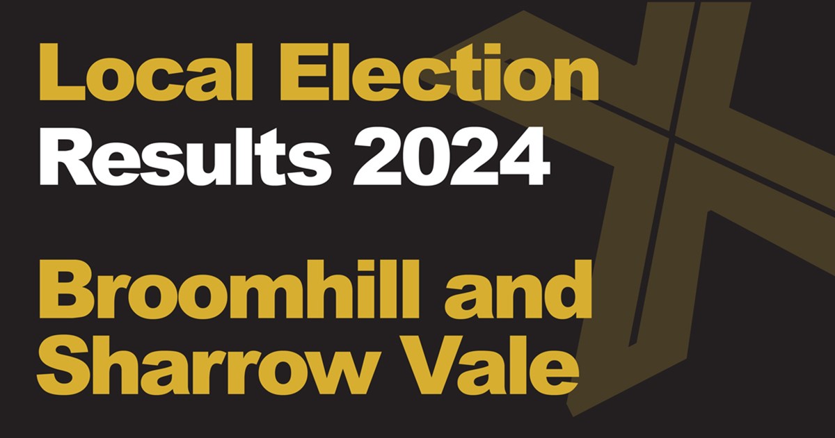 A black background with a light brown X, written across it is Local Election in green with results 2024 in white, underneath that is written Beauchief and Greenhill in green
