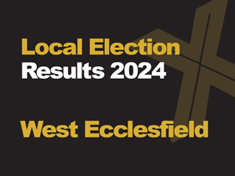 A black background with a light brown X, written across it is Local Election in green with results 2024 in white, underneath that is written West Ecclesfield in green