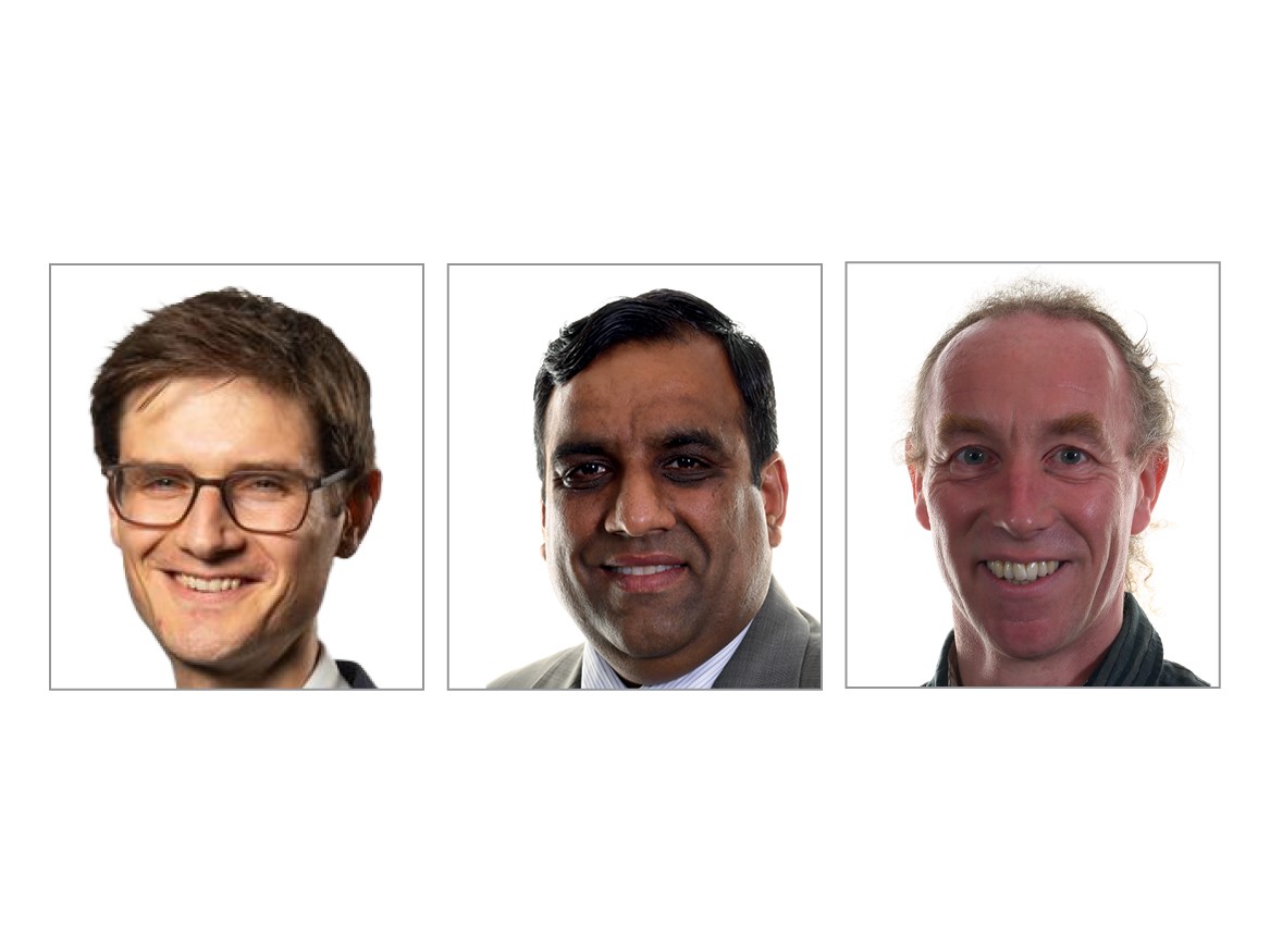 Three headshots of Councillor Tom Hunt, Councillor Shaffaq Mohammed and Councillor Douglas Johnson, all smiling