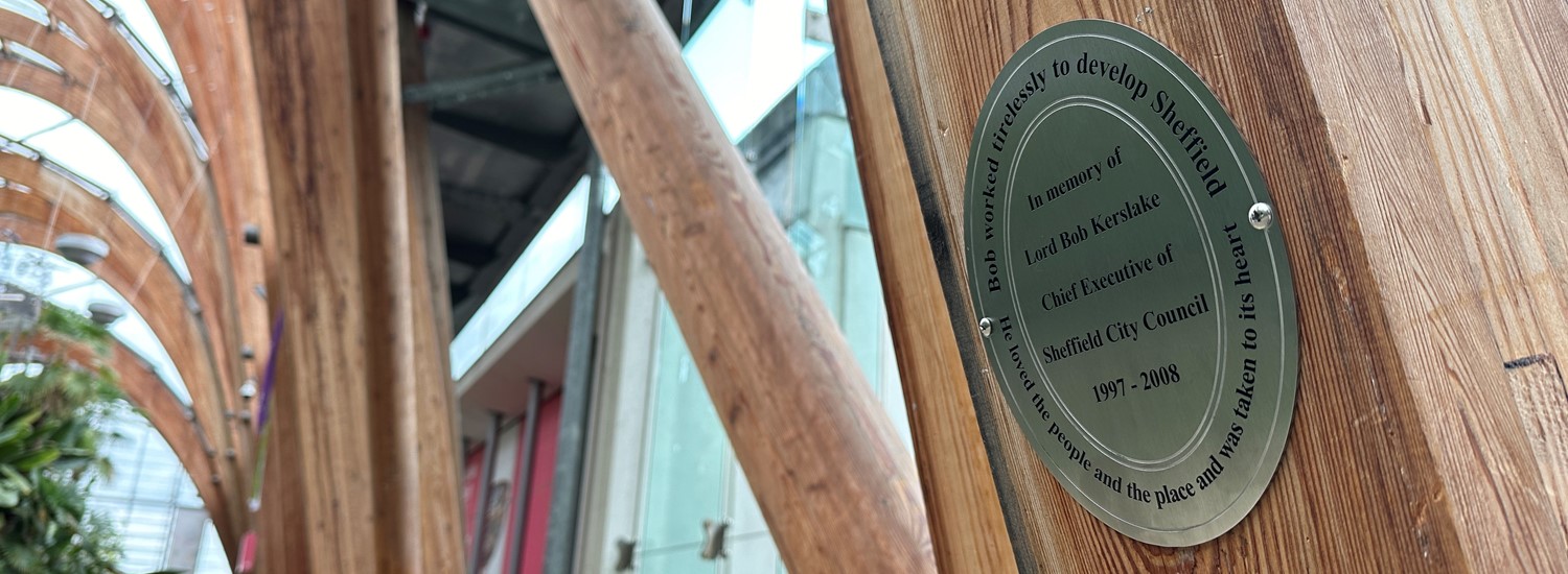 Stainless steel plaque in memory of Bob Kerslake