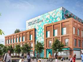 An artist impression of what the National Centre for Child Health Technology will look like once complete, the three storey building has a line of tress in front of it An artist impression of what the National Centre for Child Health Technology will look like once complete, the three storey building has a line of tress in front of it