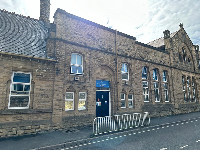 The entrance to Springfield Nursery at Springfield Primary School, Sheffield, on a sunny day