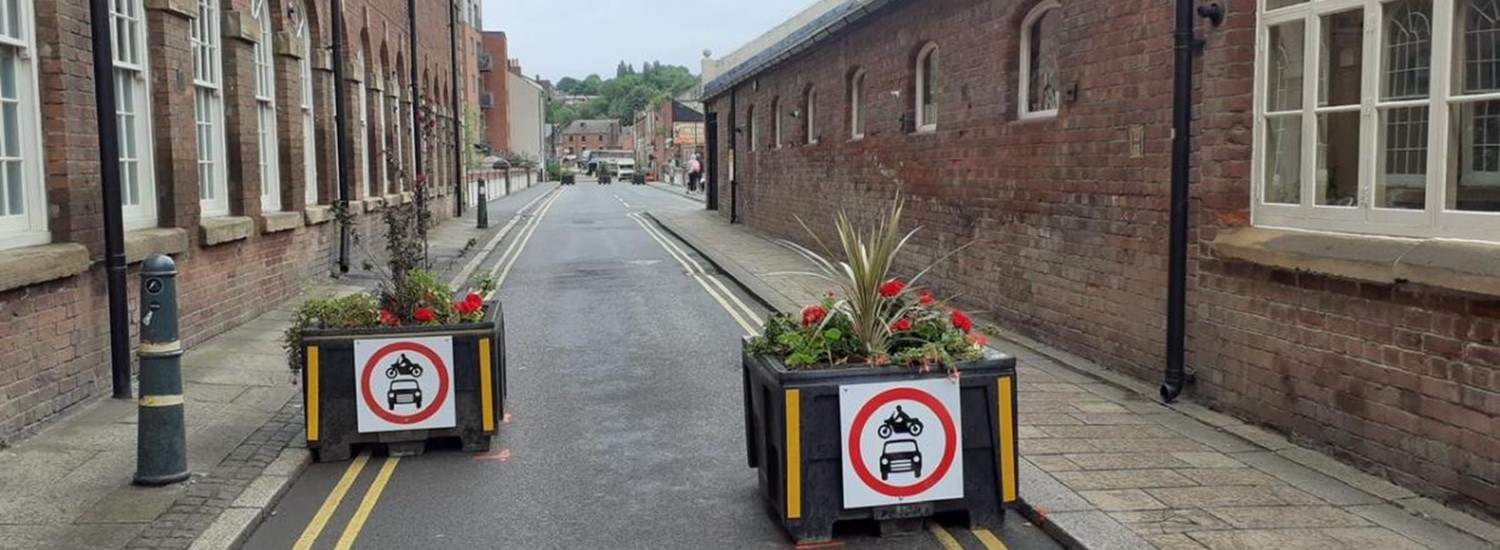 Active travel signs on a Sheffield city centre road