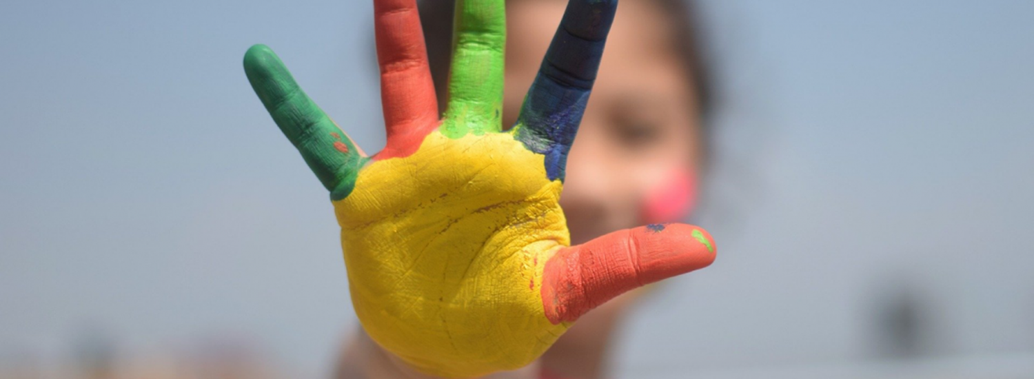child's painted hand