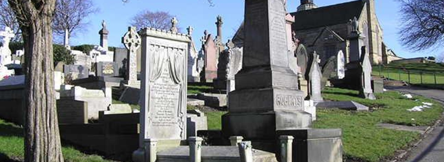 Gravestones in a Sheffield cemetery