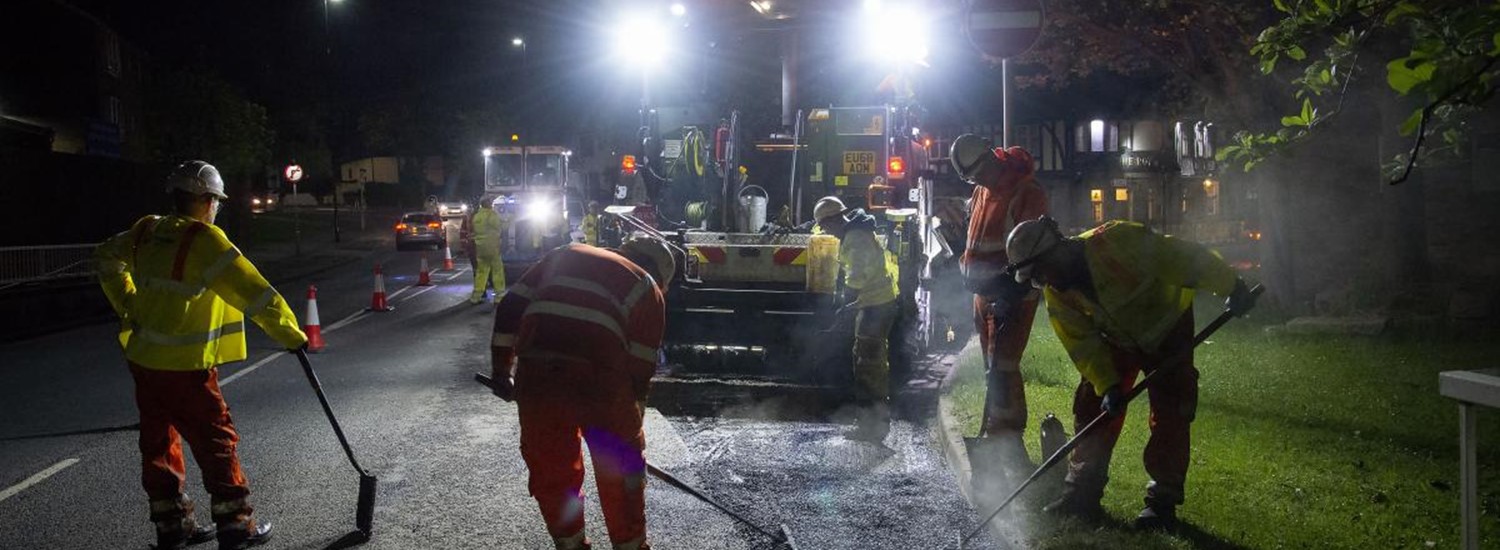 Amey staff working at night