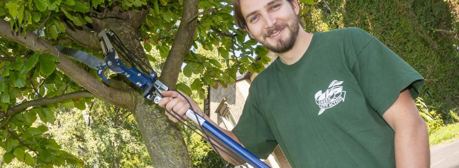 man with garden tool