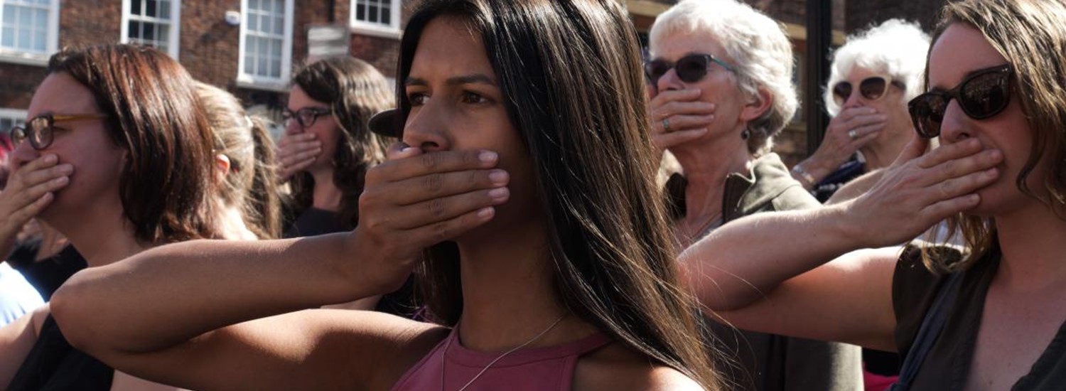 Still of protesters from the film