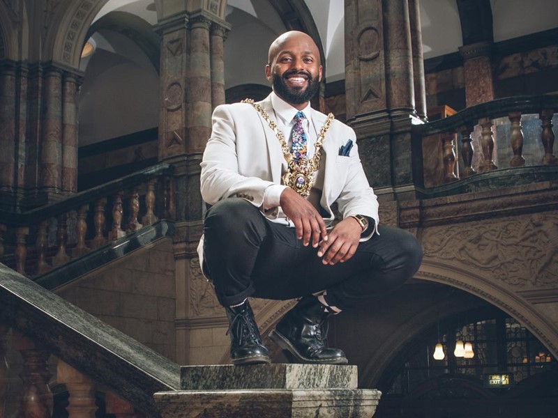 Magid in Town Hall Foyer