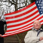 Tony Foulds and Dan Walker with American flag